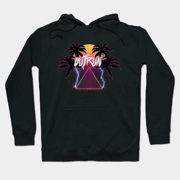 OUTRUN SUN & PALMS #2 Hoodie by RickTurner